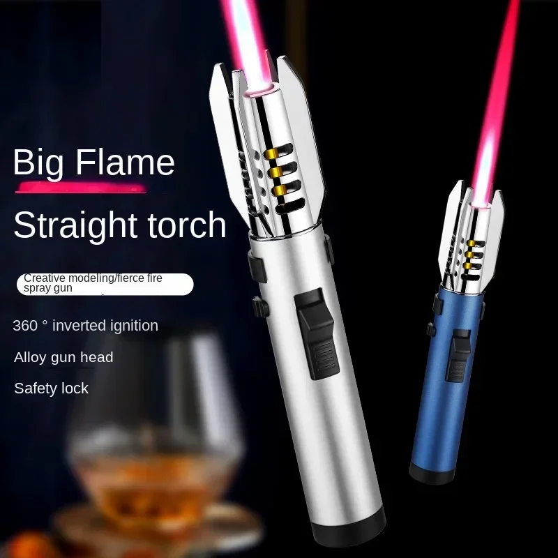 New Inflatable Windproof Lighter with High Appearance Outdoor Portable Spray Gun Barbecue Baking Igniter Available for Wholesale