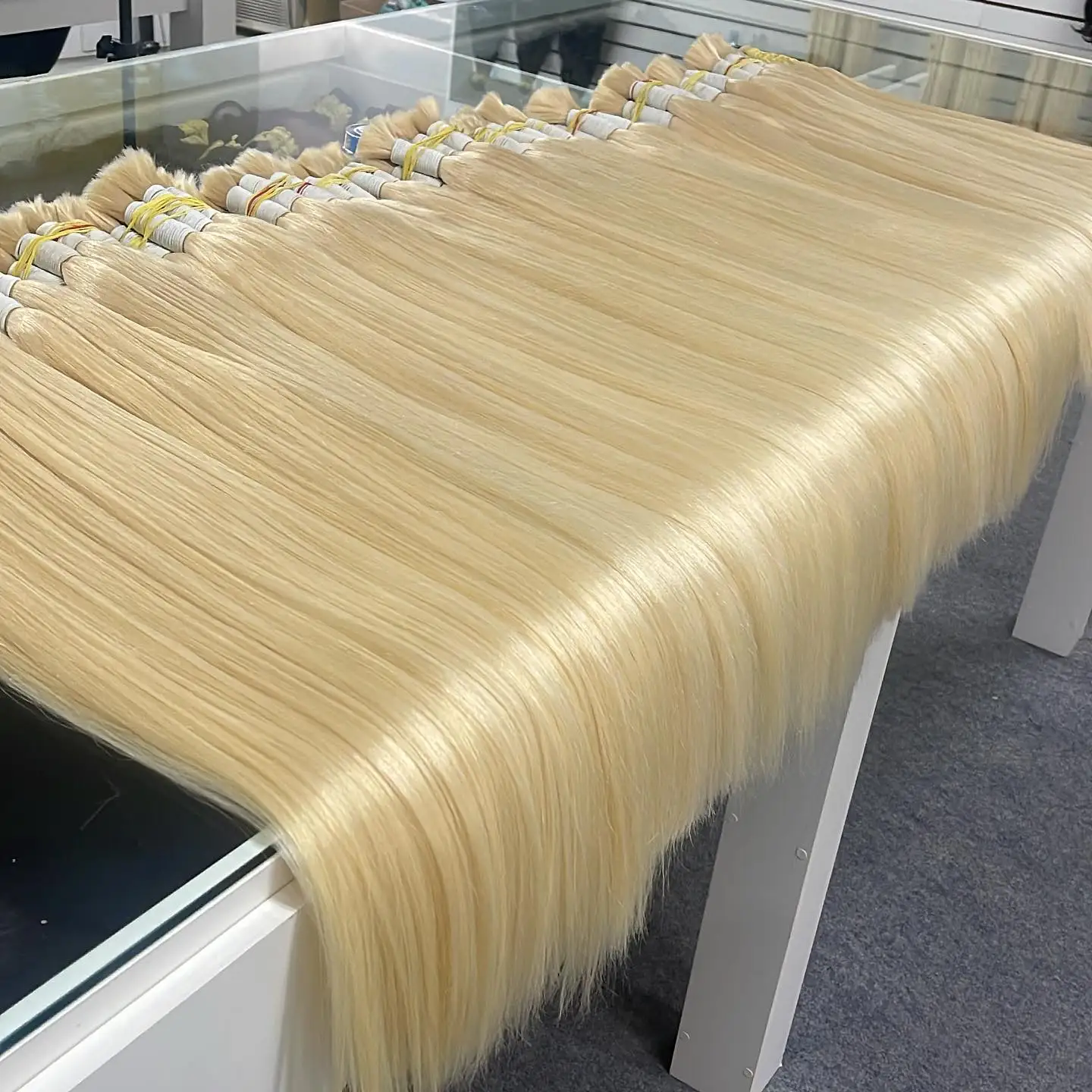 شعر أسود طبيعي حقيقي لا لحمة شعر ريمي فيتنام 100% شعر بشري السائبة 12A حزم شعر مستقيم 613 شقراء 18 بوصة للتضفير #3