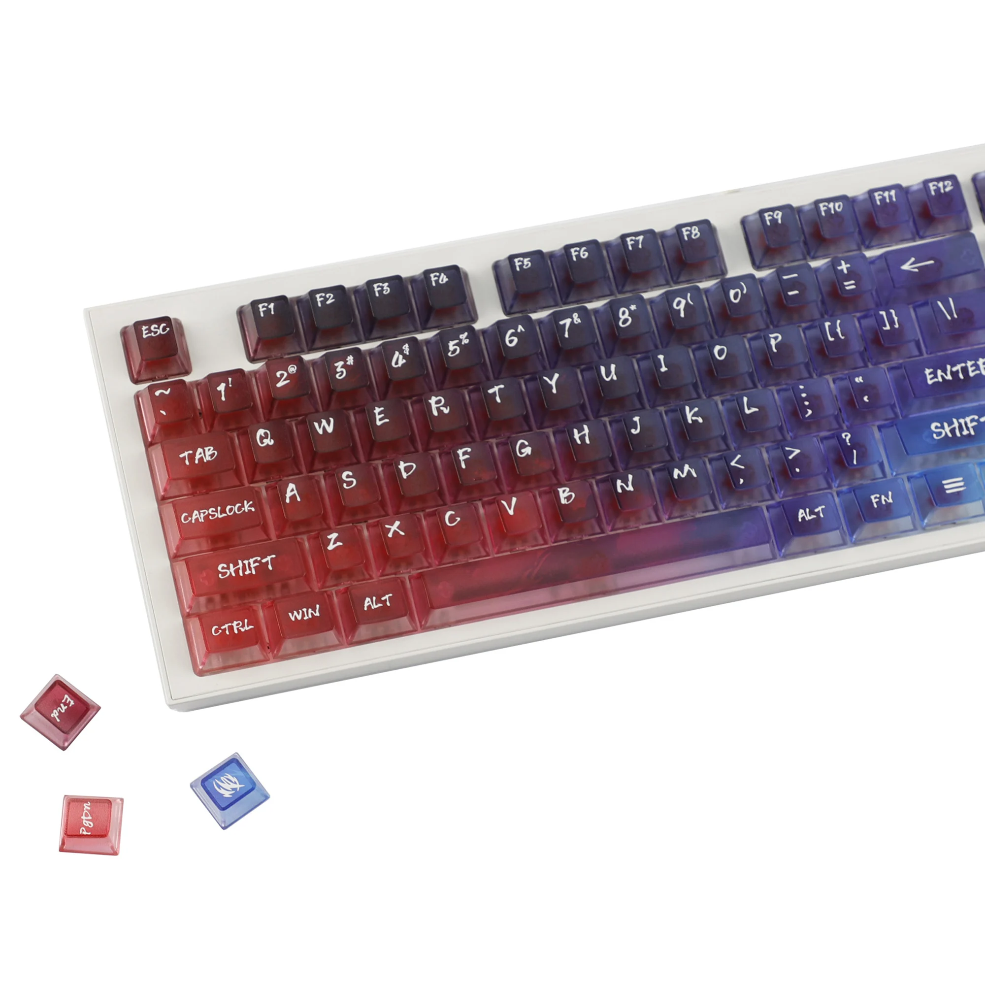 YMDK 119 Keys Magic Mist Neon Keycap PC Shine Through Cherry Profile Keycaps for 61/64/87/104/108 MX Mechanical Keyboard