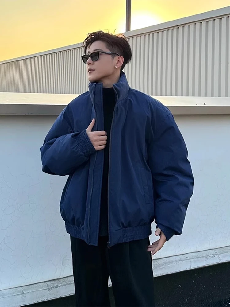 

Olive een Stand Collar Men's Cotton Pilot Jaet Winter Warm Thiened High Street Sle Bomber Coat Zipper Decoration