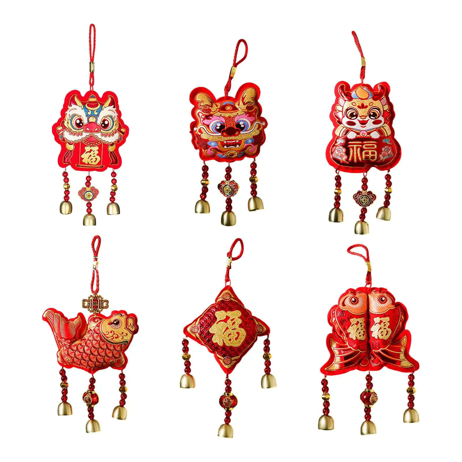 2024 Chinese New Year Ornament Wind Chimes Pendant Spring Festival Decor for Home Car Office Bonsai Tree Hanging Blessing