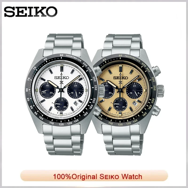 Original SEIKO Automatic Mechanical Watch Panda Di Three Eyed WatchPlate Chronograph Complete Calendar SSC813P1 Men Wristwatches