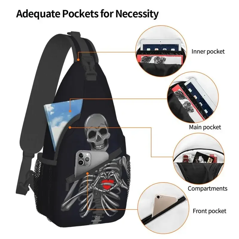 Customized Gothic Skeleton Death Skull Sling Bags for Men Fashion Shoulder Chest Crossbody Backpack Travel Hiking Daypack