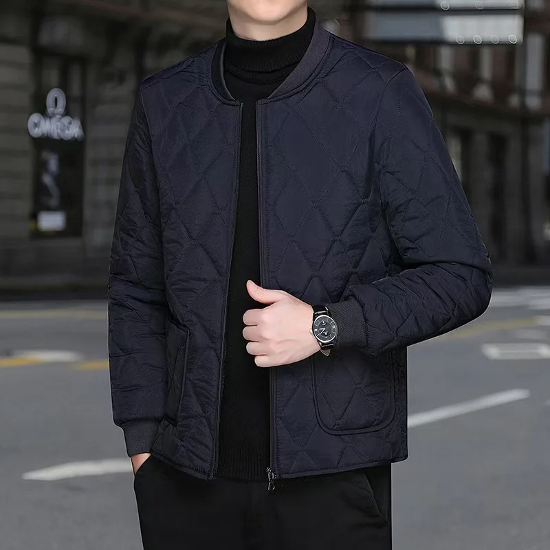Men Autumn Winter Coat Thicken Fleece Warm Pocket Male Plush Jacket Retro Simple Solid Color Long Sleeve Zipper Man Outerwear