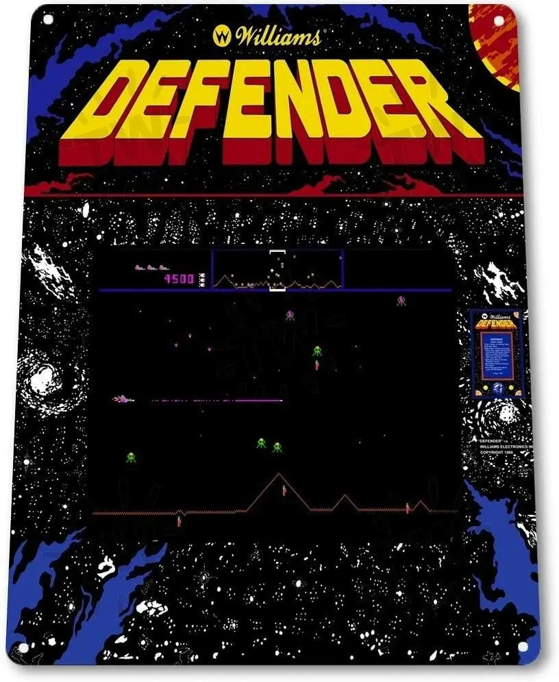 Defender Classic Williams Arcade Marquee Game Room Wall Art Decor - 8