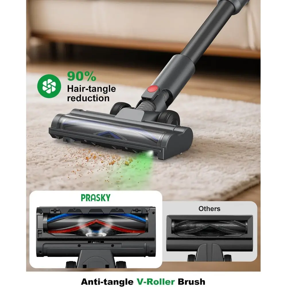 Cordless Vacuum Cleaner, Stick Vacuum Foldable Rechargeable, Powerful Suction Lightweight Vacuum Cleaners for Home,Anti-Tangle,S