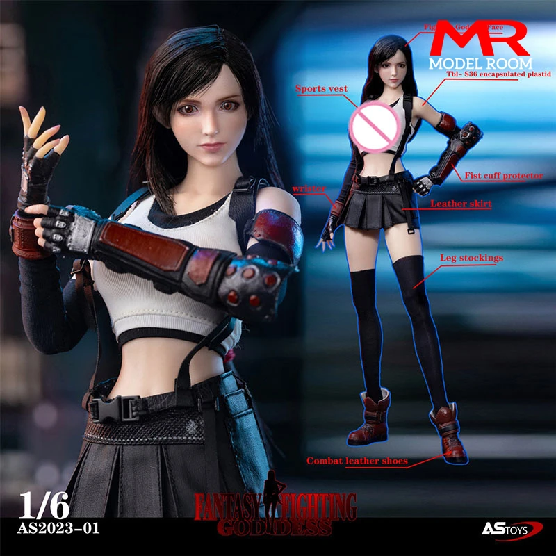 

2023 Q3 ASTOYS AS2023-01 1/6 Fantasy Fighting Goddess Tifa Action Figure with Adjustable Eye Head Female Soldier Full Set Toy