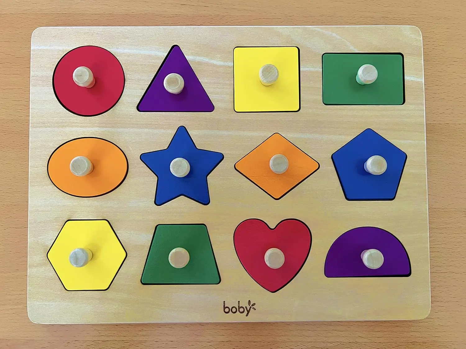 Montessori speelgoedvorm Peg-puzzels Babypuzzel 12-18-24 maanden met knop voor baby-peuters 1-3