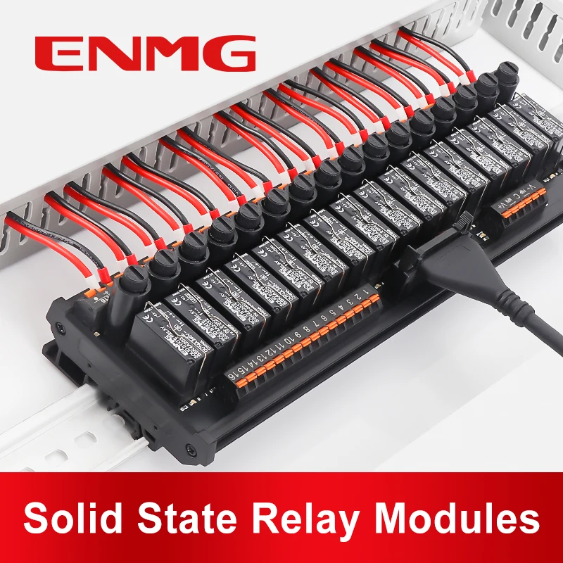 ENMG AC Inline 2 4 6 8 10 12 16-Way Solid State Relay Module RT-SSK Non-contact DC PLC AC Amplifier Board 5-24V Fuse Protections