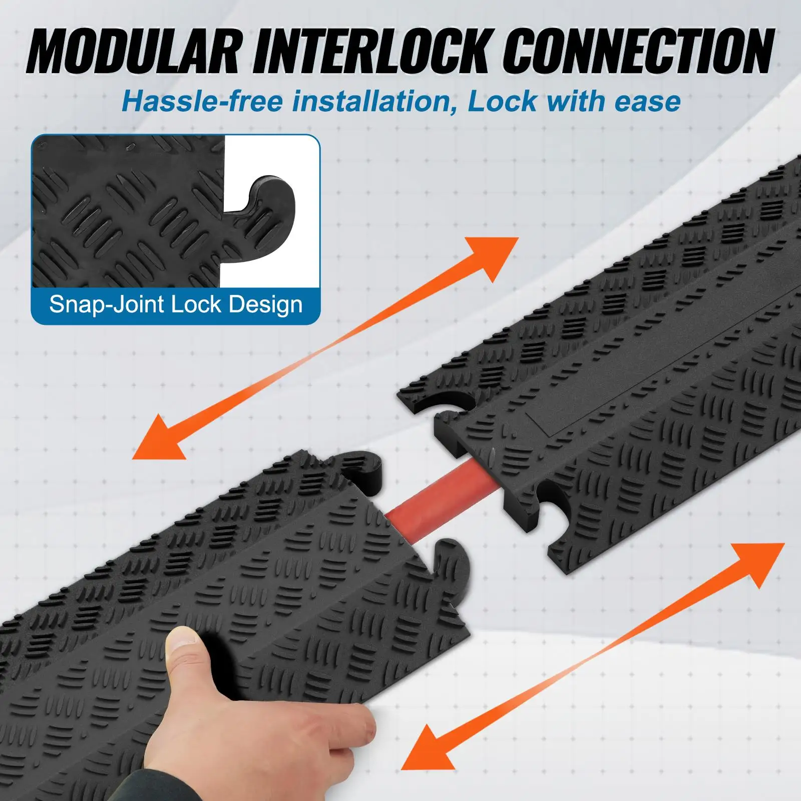 Heavy Duty Cable Protector Ramp 2000 lbs per Axle Load Capacity Floor Cord Cover for Indoor Outdoor for high Traffic Areas Home Office Warehouse School