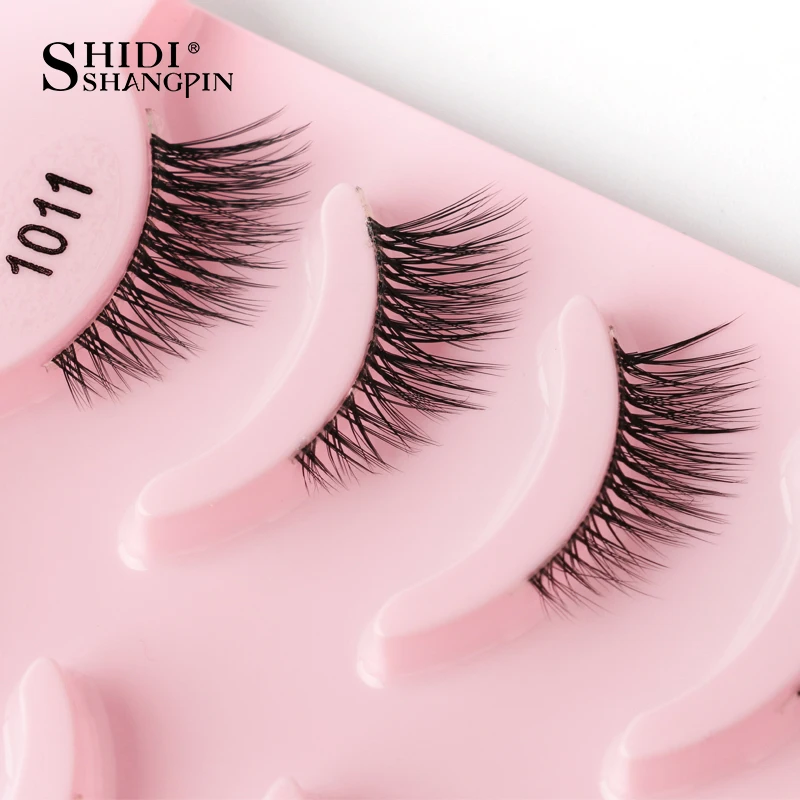 SHIDISHANGPIN 3/5 Paar halbe Wimpern, transparenter Stiel, unsichtbares Band, künstliche Nerzwimpern, wiederverwendbar, falsche Wimpern, natürlich, flauschig – Detail 29