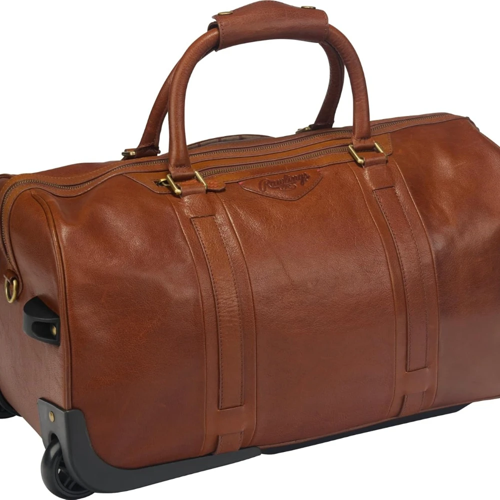 Wheeled Luggage Leather Travel Bag Equipped with Interior and Exterior Pockets for Versatile Storage