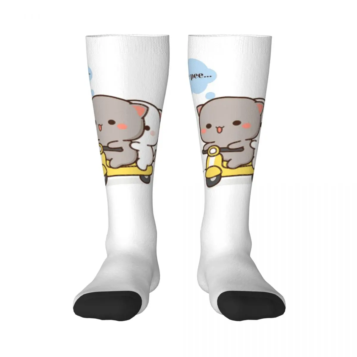 Peach And Goma Cat Meow Women Thigh High Stockings Funny Kawaii Over The Calf Tube Socks