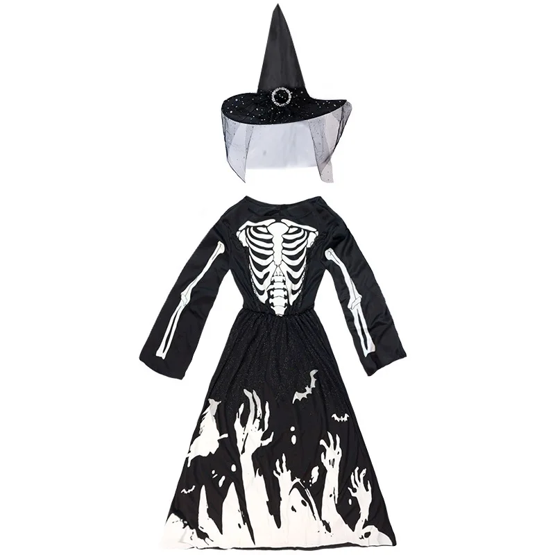 Disfraces de grito de Halloween para niños y niñas, vestido elegante que brilla en la oscuridad, ropa de fiesta de Carnaval para truco o trato