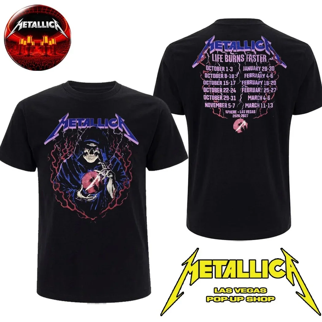 Official Metallica M72 World Tour Las Vegas NV Pop Up Store October 1 & 3 2026 Life Burns Faster Red Beast Apparel T-Shirt Ins