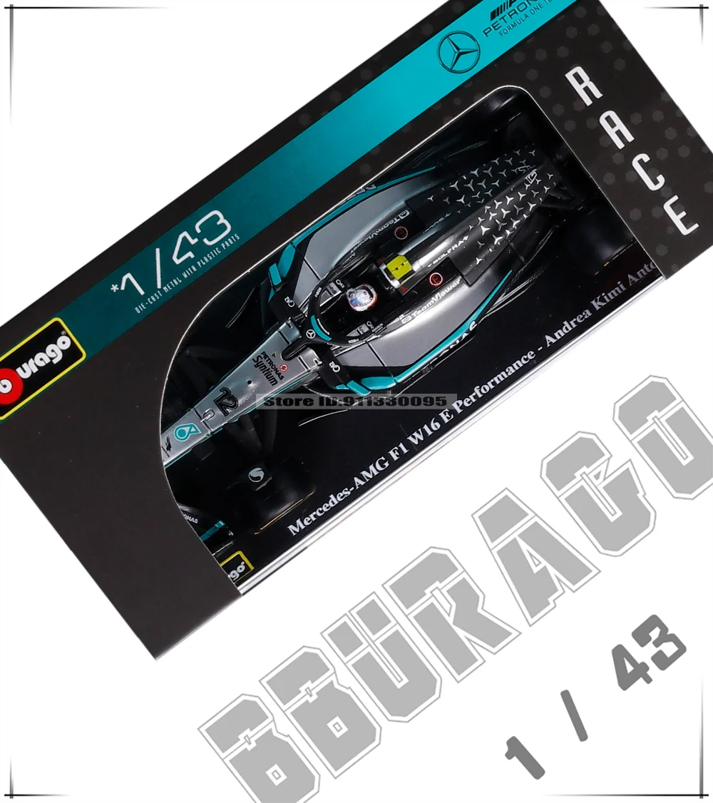 Bburago 1:43 F1 Mercedes-AMG 2025 W16 # 63 George Russell # 12 Kimi Antonelli SF25 RB21 Legierungsauto-Modell aus Druckguss, Sammlerstück – Detail 9