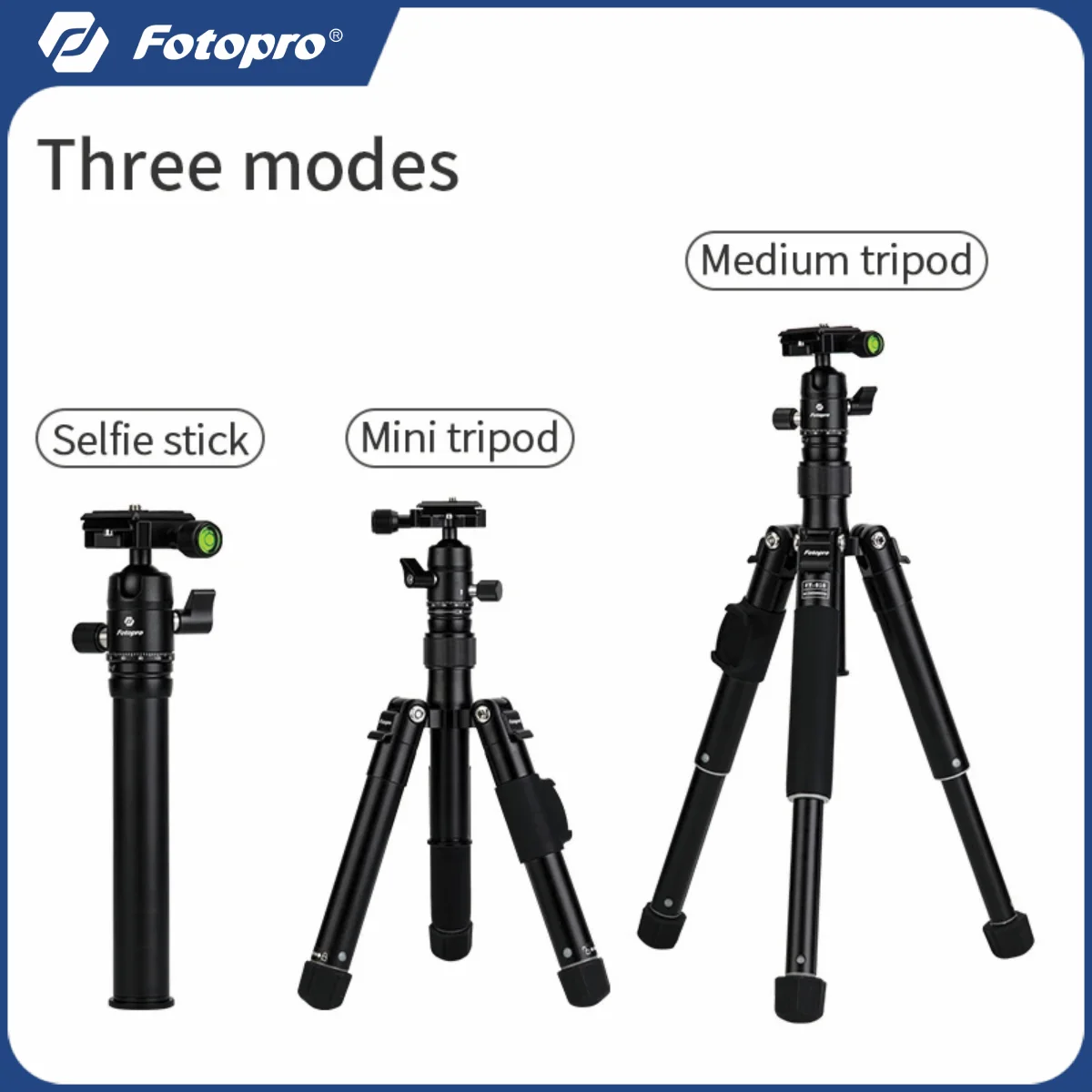 

Fotopro FY810 Travel Mini Tripod 140CM Lightweight Compact Aluminum Three Modes Multifunctional Portable Stand Selfie Stick for