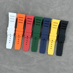 brand-new Silicone Watch Band for Richard Mille Waterproof Sweat-Proof Soft Comfortable Rubber Watch Strap Raised Mouth 25mm