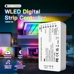 MJJC WLED denetleyici 5V 12V 24V 100 dinamik modları DIY RGB RGBW dijital şerit işık WS2812B piksel lamba kontrolcü WiFi APP kontrolü