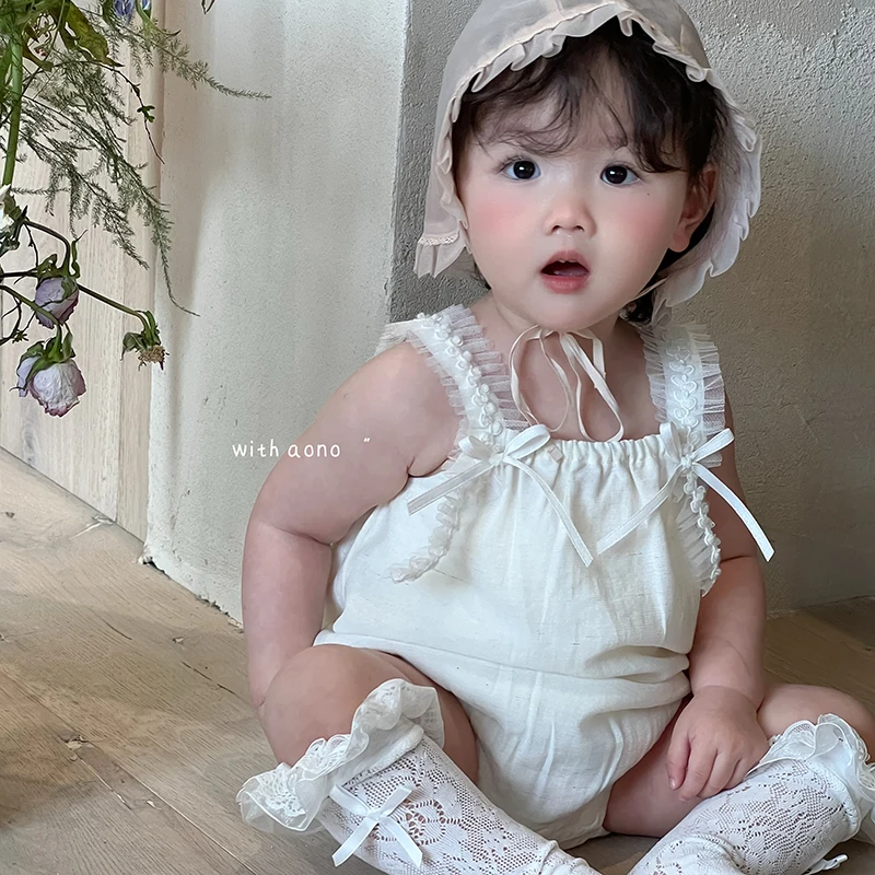 

SeasonSea Baby Bodysuit Summer Jumpsuit Breathable Sleeveless Bodysuit Solid Color 0-2Y Onesie Lightweight Baby Toddlers Clothes