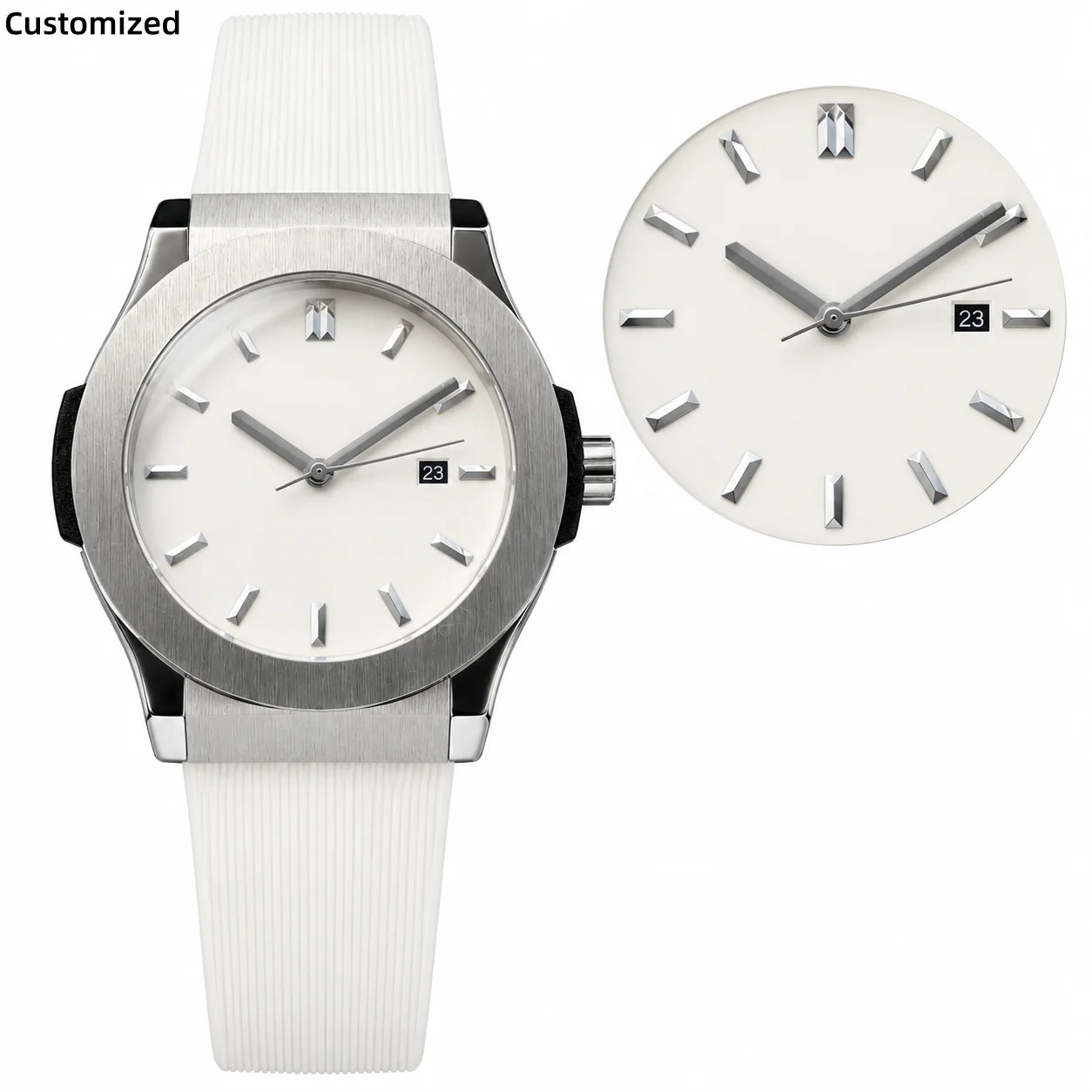 Men's 42mm Automatic Mechanical Watch White Dial Date  Rubber Strap Minimalist Business Wristwatch