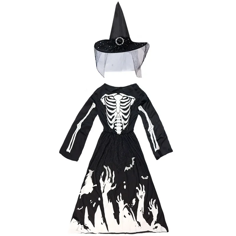 Halloween Scream Costumes For Kids Girls Fancy Dress Glow in the dark Trick or treating Carnival Party Clothes