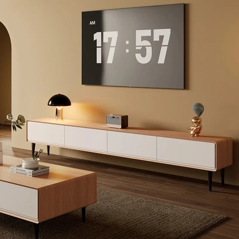 حامل تلفاز من الخشب الصلب، أدراج عالمية حديثة، حامل تلفاز أرضي بسيط لغرفة المعيشة، أثاث تلفزيون Mueble Para #3