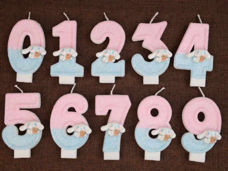 سانريو لطيف سينامورول الكلب 0-9 عدد شمعة ثلاثية الأبعاد Kawaii شخصية كرتونية كعكة حفلة المكونات في كعكة عيد ميلاد الديكور ﻿ الهدايا