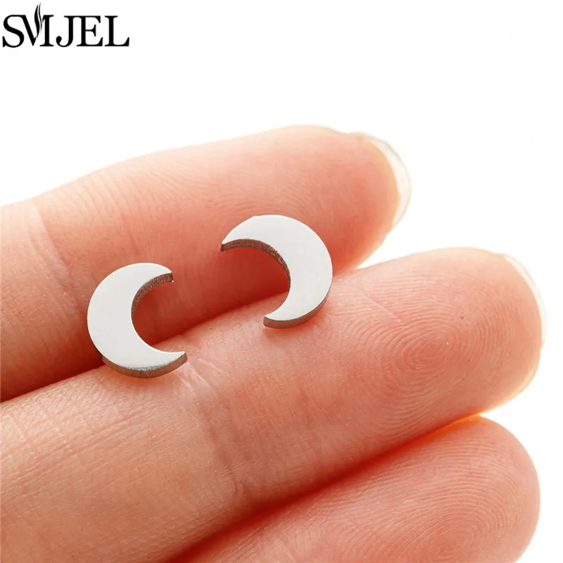 Women's Stainless Steel Mini Stud Earrings, Geometric Design