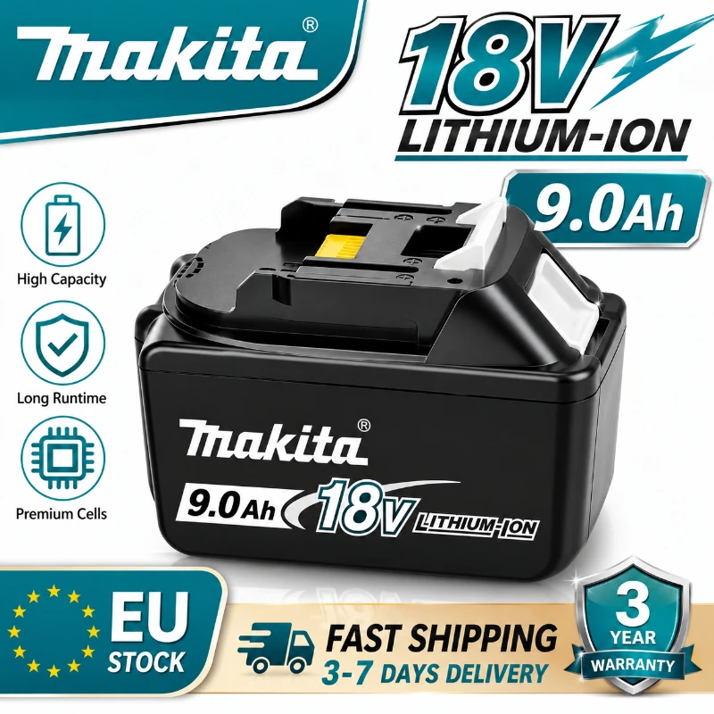 Image of Original Makita BL1890 18V 9,0Ah Akku Kompatibel mit BL1860 BL1850 LXT Kabelloses Elektrowerkzeug Lithium-Akku EU-Lager