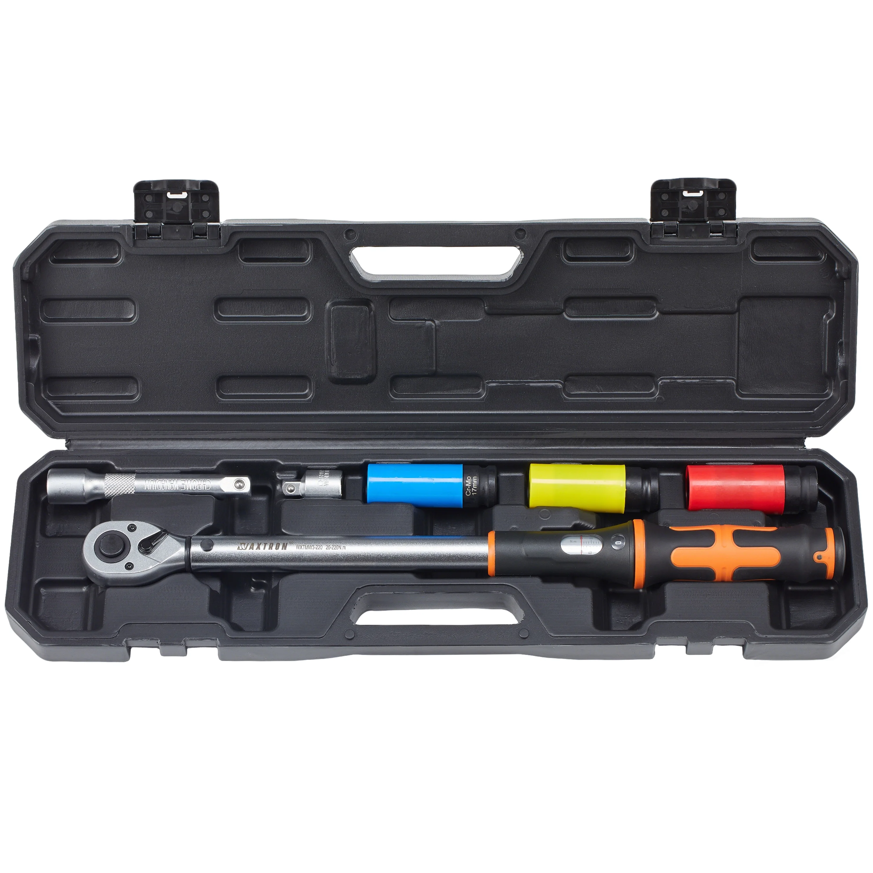 Waxtron 1/2'' Schaalvenster Momentsleutel 20-200N.m 6-delige Hoge Precisie Verstelbare Banden Momentsleutel voor Auto Reparatie