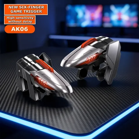 MEMO 6 Finger Mobile Phone ABS Game Trigger AK06 for PUBG Aim Shooting L1 R1 Alloy Key Button for IOS Android Gamepad Controller