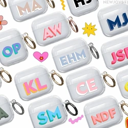 Customised Rainbow Monogram Letters Case forAirpods 1 2 3 Soft Silicone Clear Personalised Earphone Cover for Airpods Pro 2