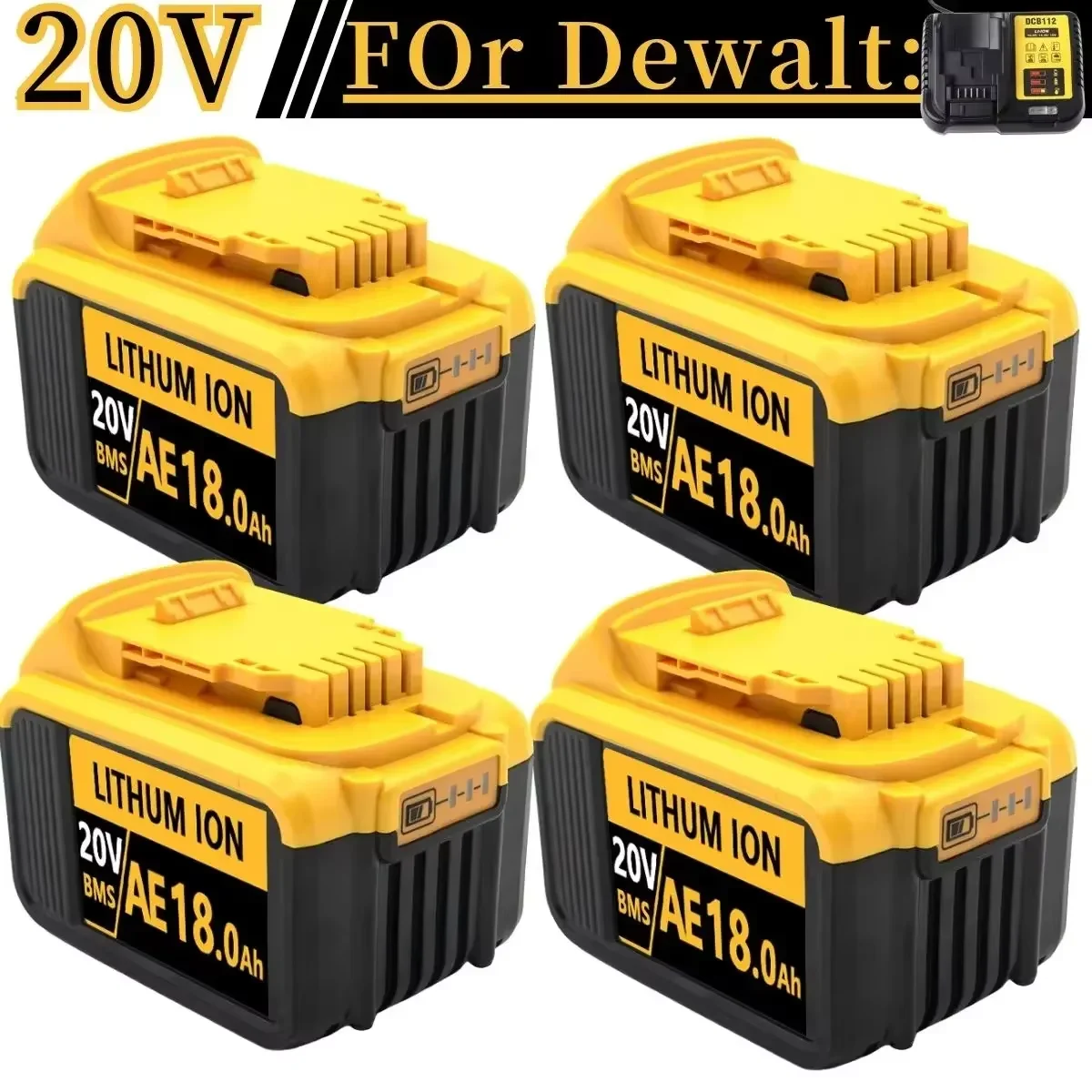 20V DCB200 12000mAh Replacement Li-ion Battery for DeWalt DCB205 DCB201 DCB203 Power Tool Battery 20 Volt MAX With Charger