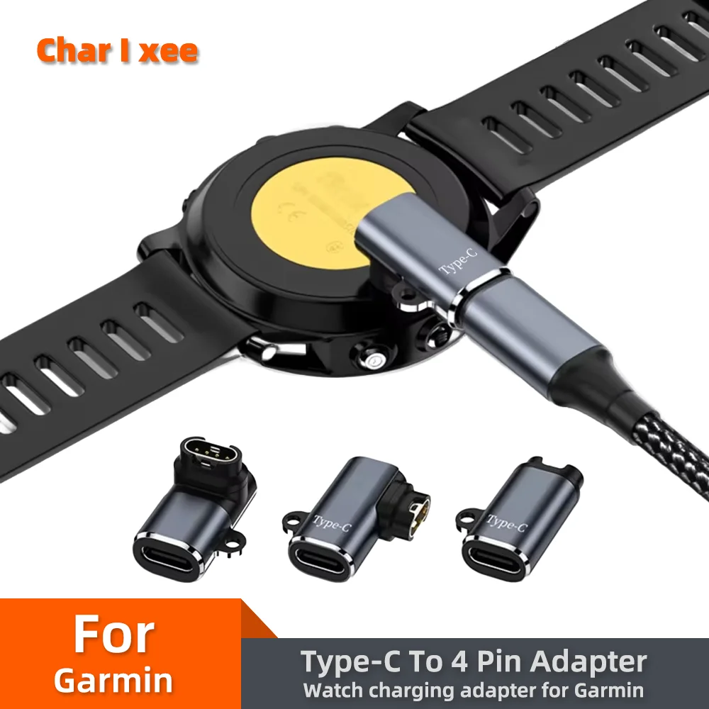 Type C USB Port to 4pin Charger Power Adapter Connector For Garmin Fenix 7/6/5/7X/6X/5X/Venu 2 Plus Watch Charging Converter