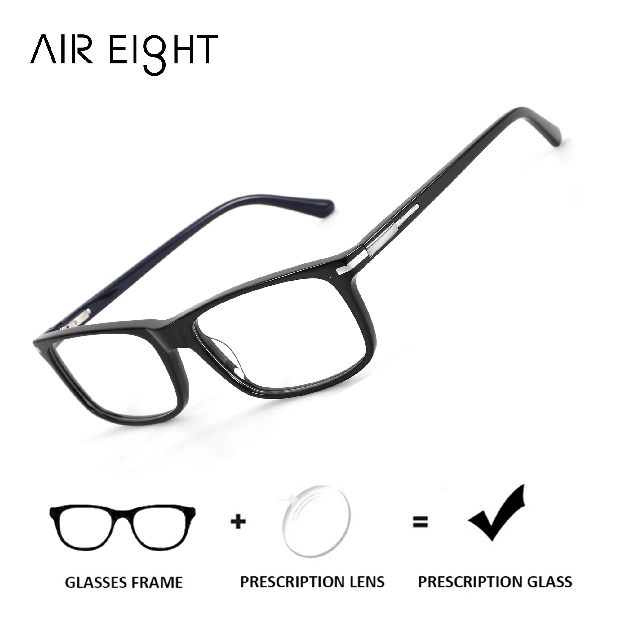 

AIREIGHT (L Size) Square Acetate Prescription Glasses For Men Progressive Multifocal Custom Optical Eyeglasses Myopia Lenses