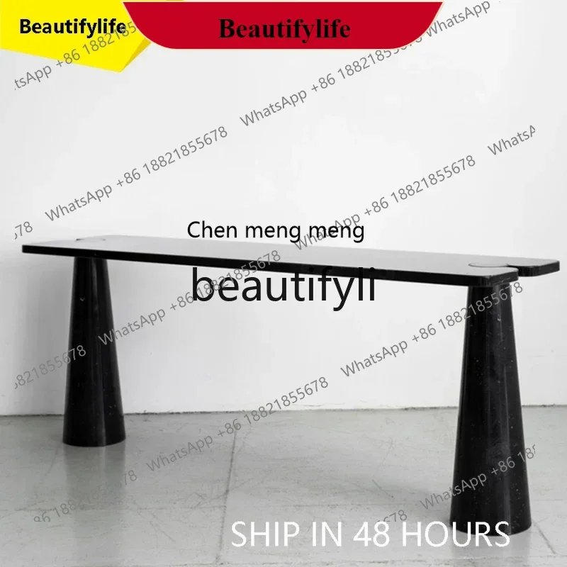 

G153 smt1 Italian simple natural marble against the wall entrance table Designer hotel villa entrance entrance table