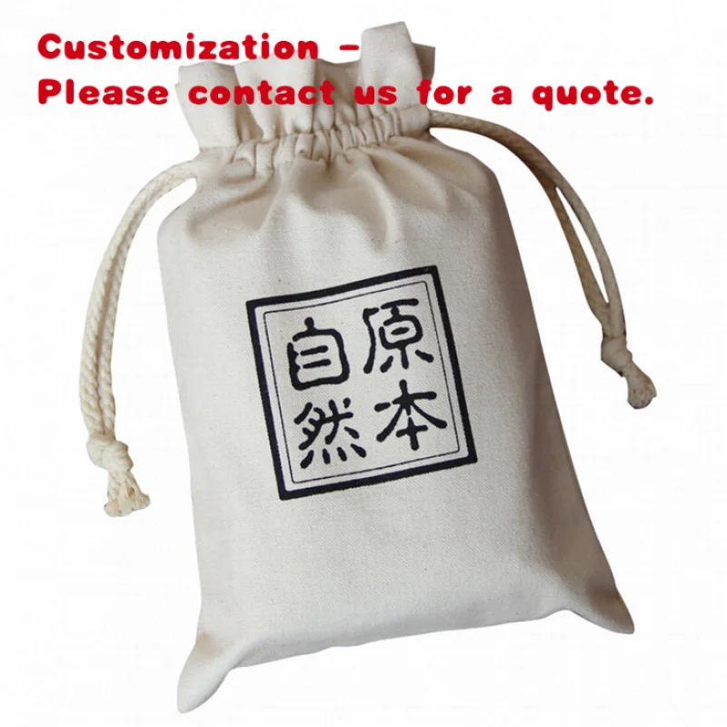 custom.Customized Natural Canvas Cotton Pouch Jewelry Shoe Dust Drawstring Pouch