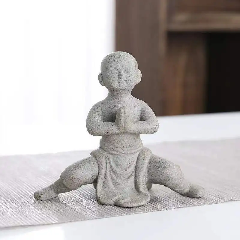 antique PRough pottery kung fu little monk ornaments ,Hand carved crafts,Decoration,collection,Free shipping