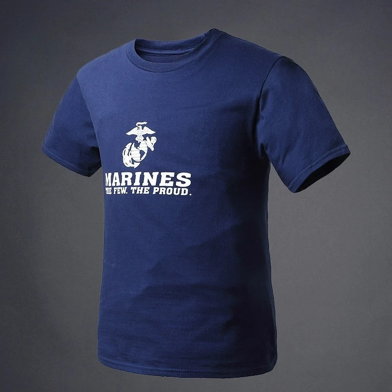 Hot Sale Summer New Military-style Theme Item - Marun Emblem Printed Short-sleeved T-shirt Round-neck T-shirt