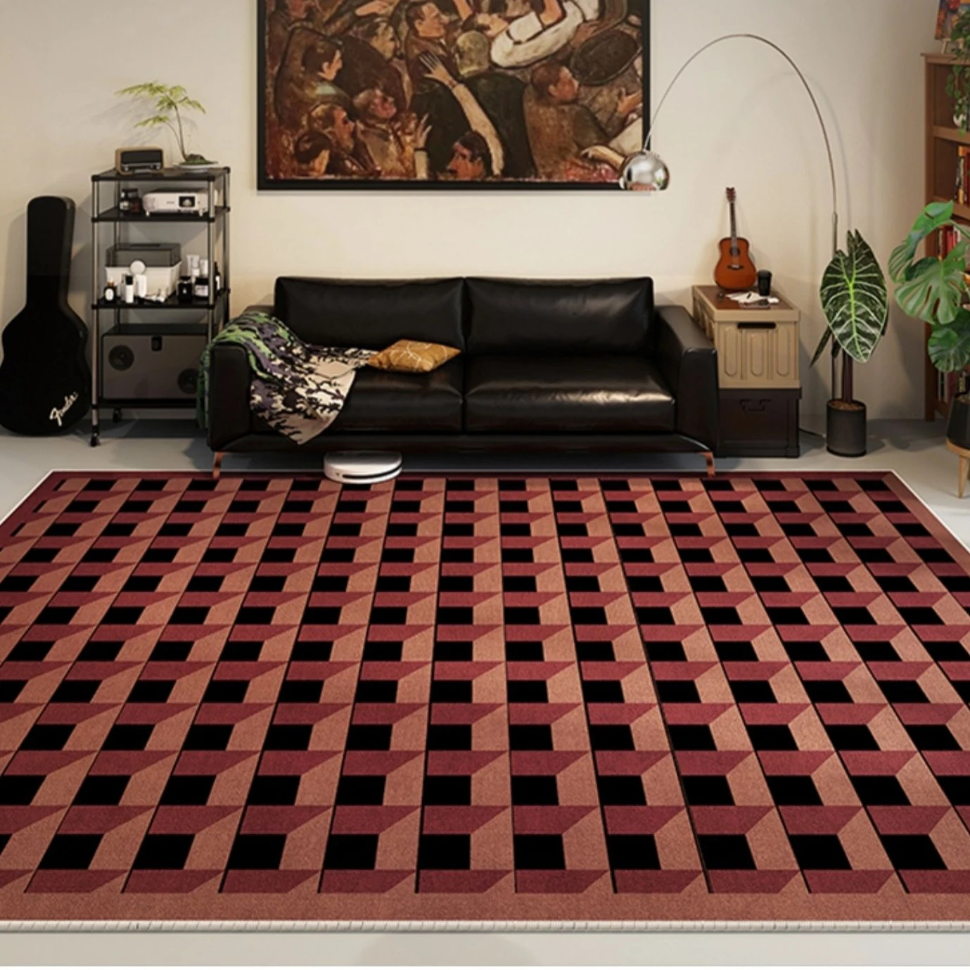 Modern Simple Carpets for Living Room Fluffy Soft  Bedroom Decor Plaid Carpet American Retro Lounge Rug Thickened Washable Mat