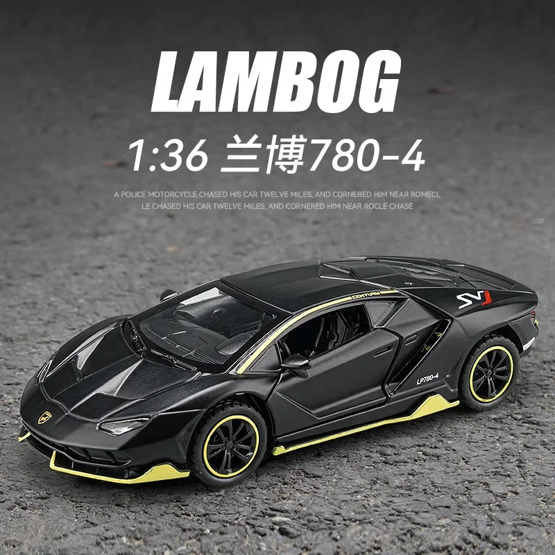 1: 36 simulation Lamborghini LP780-4 alloy car model ornaments, sound and light boy toy gift