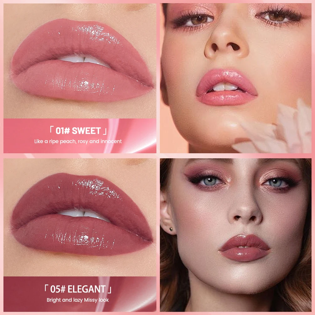 QIBEST 8 Colors Nude Watery Lip Gloss Long Lasting Liquid Lipstick Not Fading Sexy Red Purple Lip Glaze Lip Tint Women Makeup