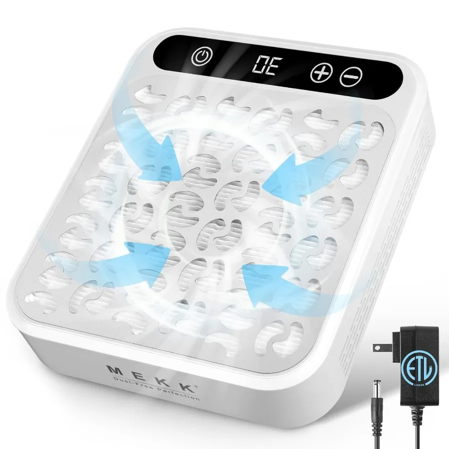 

Пылесборник для маникюра с многоразовым фильтром для акриловых ногтей, для использования в салоне и дома - белый, мощный вакуумный вентилятор для сбора пыли