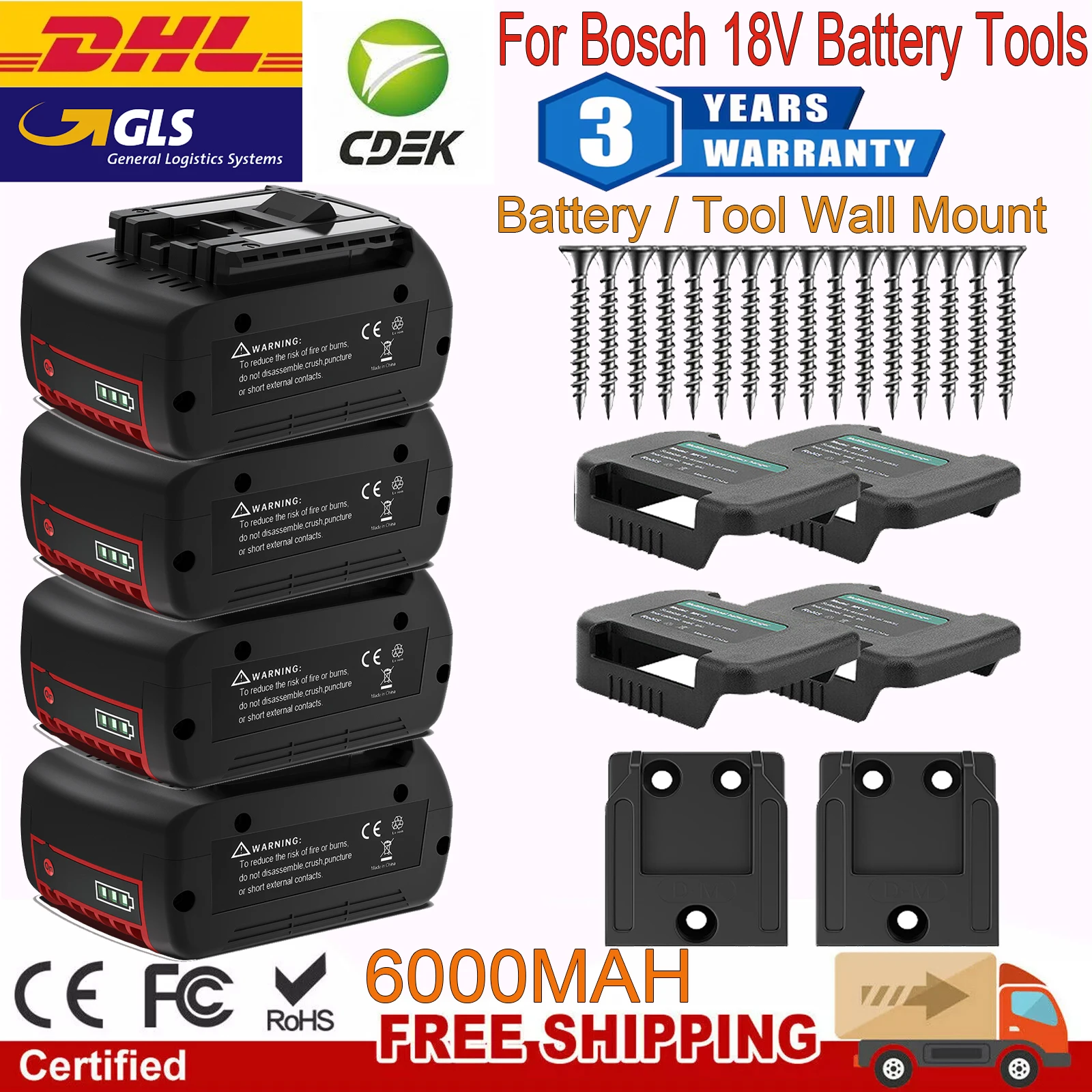 For Bosch 18V Battery Tool Adapter 6000mAh Compatible BAT618/620/622/609 Li-ion Battery Case With Accessories