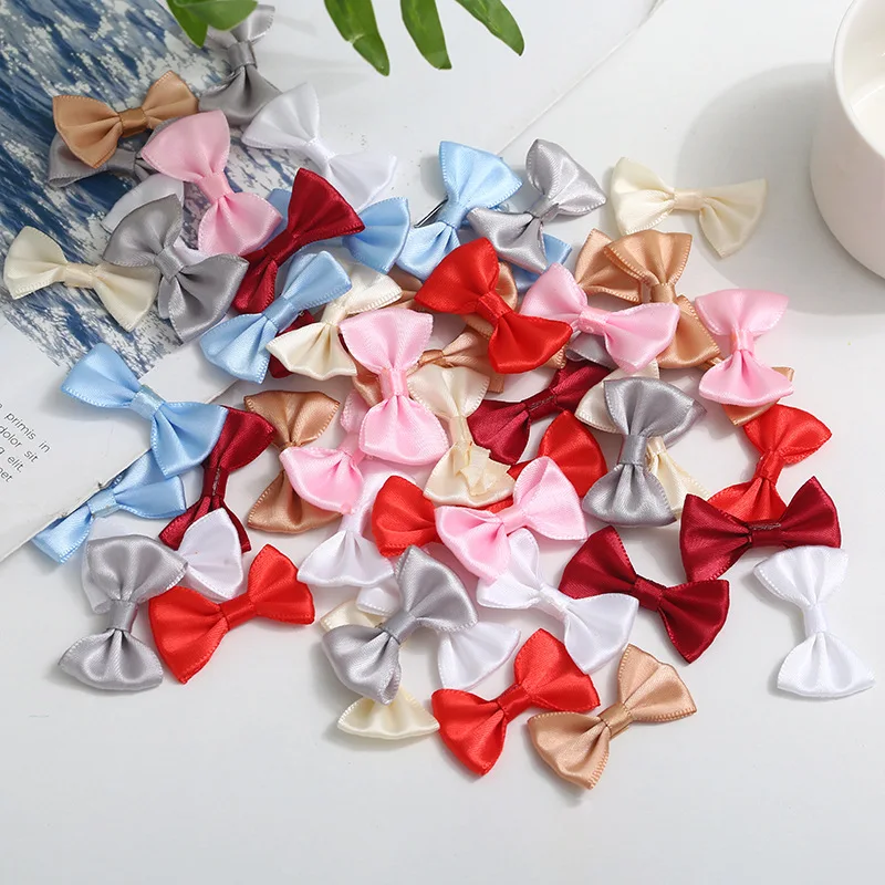 50 Stück/Set Satinband-Schleifen Polyester-Schleifen-Applikationen für DIY-Nähprojekte, Hochzeitsdekoration, Haarspangen und Kleidungszubehör – Detail 3