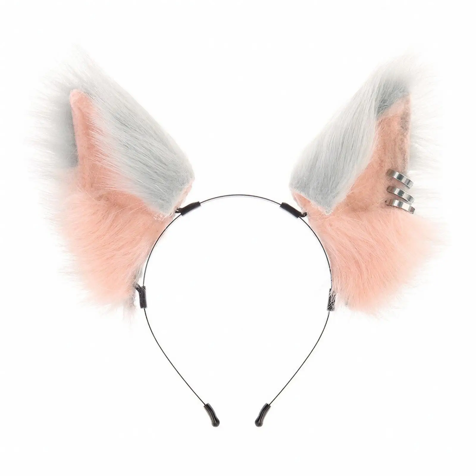 Light Gray Peach Ear Headpiece with Tail Set for Cosplay Costume and Catrina Headband Inspired Party Accessory