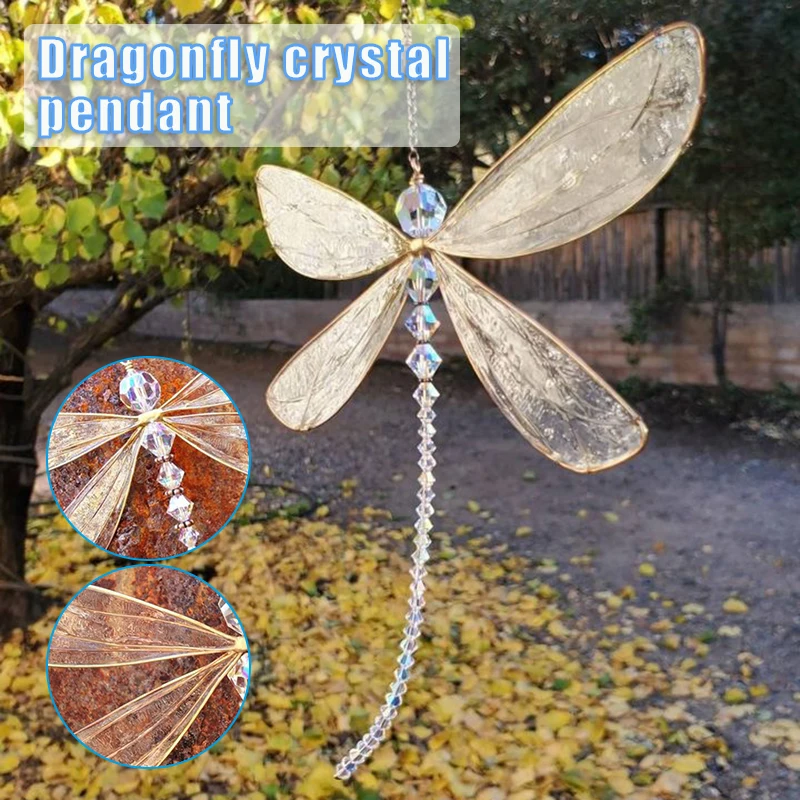 Dragonfly Gift Crystal Dragonfly  Cremation Keepsake Necklace Ashes Jewelry Prism  For Garden Home
