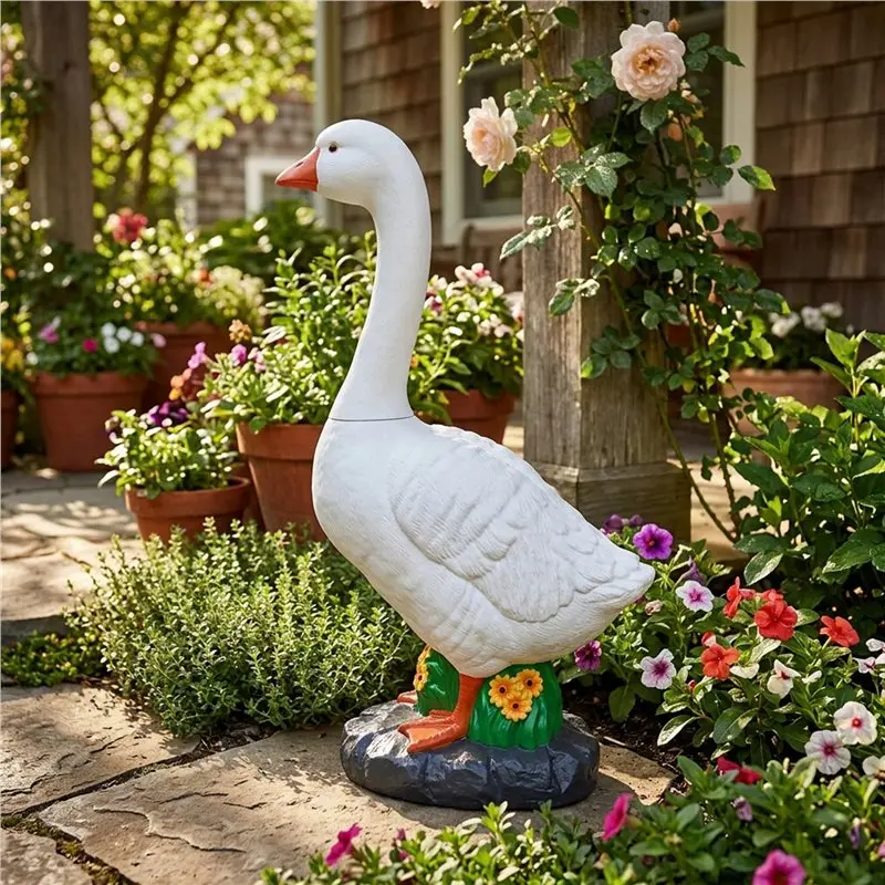 ABUG-Split Type For Garden, Yard 23 Inch Large Porch Goose Statue, Realistic Goose Sculpture, Fits Goose Porch Duck Outfit