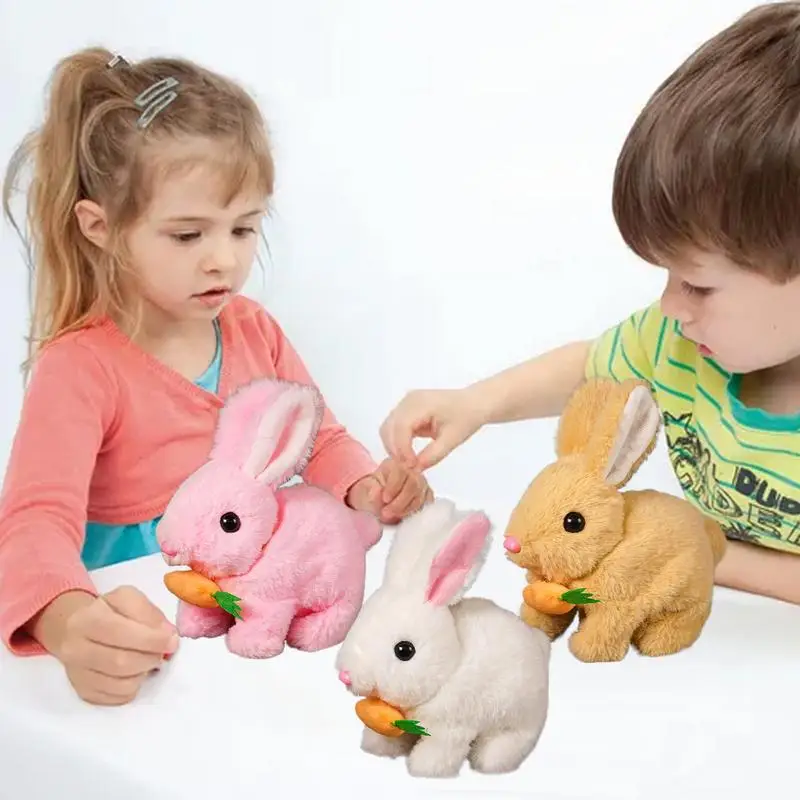 Juguete de conejito de peluche, conejo electrónico interactivo para caminar, juguete de desarrollo de aprendizaje interactivo con orejas de movimiento, nariz de conmutación